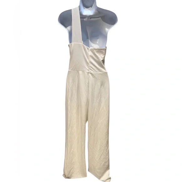 Lulus Devoted to Fun Ivory One-Shoulder Sleeveless Jumpsuit Size Medium NWOT - Picture 11 of 15